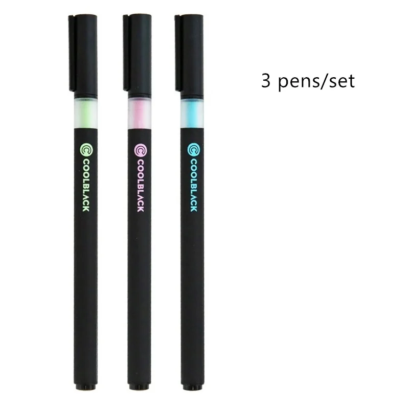 3 pens set 3 шт крутые черные гелевые ручки для письма 0,5 мм шариковая ручка, канцелярские принадлежности для офиса, школьные принадлежности A6819 - Цвет: 3 pens set