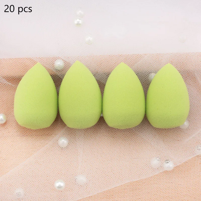 Green 20pcs Мини-спонж для макияжа в форме капли воды, мягкая основа для макияжа, спонж для консилера, безупречный смешанный косметический спонж для макияжа - Цвет: Green 20pcs