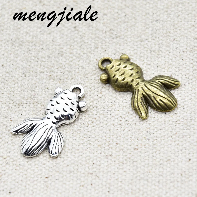 

15pcs Wholesale Two Color Goldfish Charms Zinc Alloy Metal Fish Pendants For DIY Handmade Jewelry Accessories Making 25*15mm