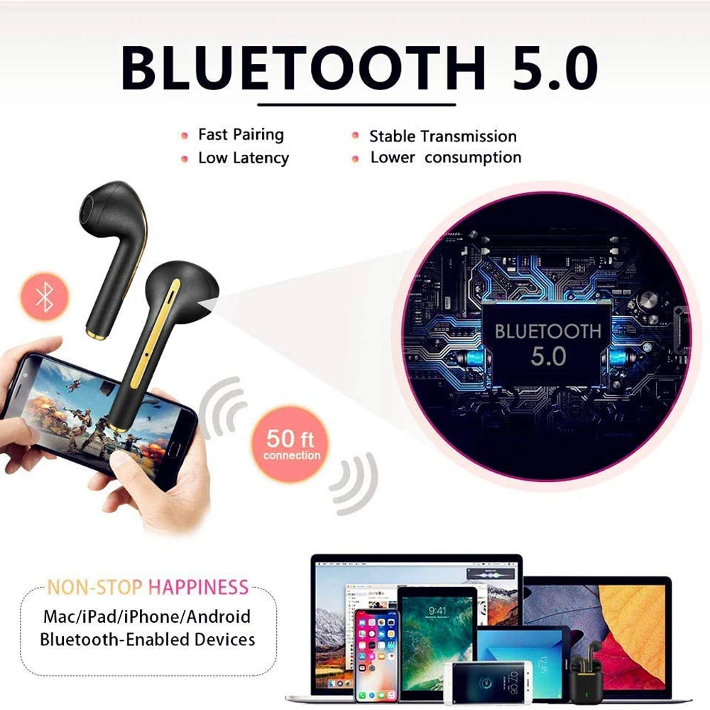 TWS Bluetooth 5 Headphones EDR Binaural Touch IPX7 Waterproof In Ear Sport Earphone For IOS Android Stereo True Wireless Headset |