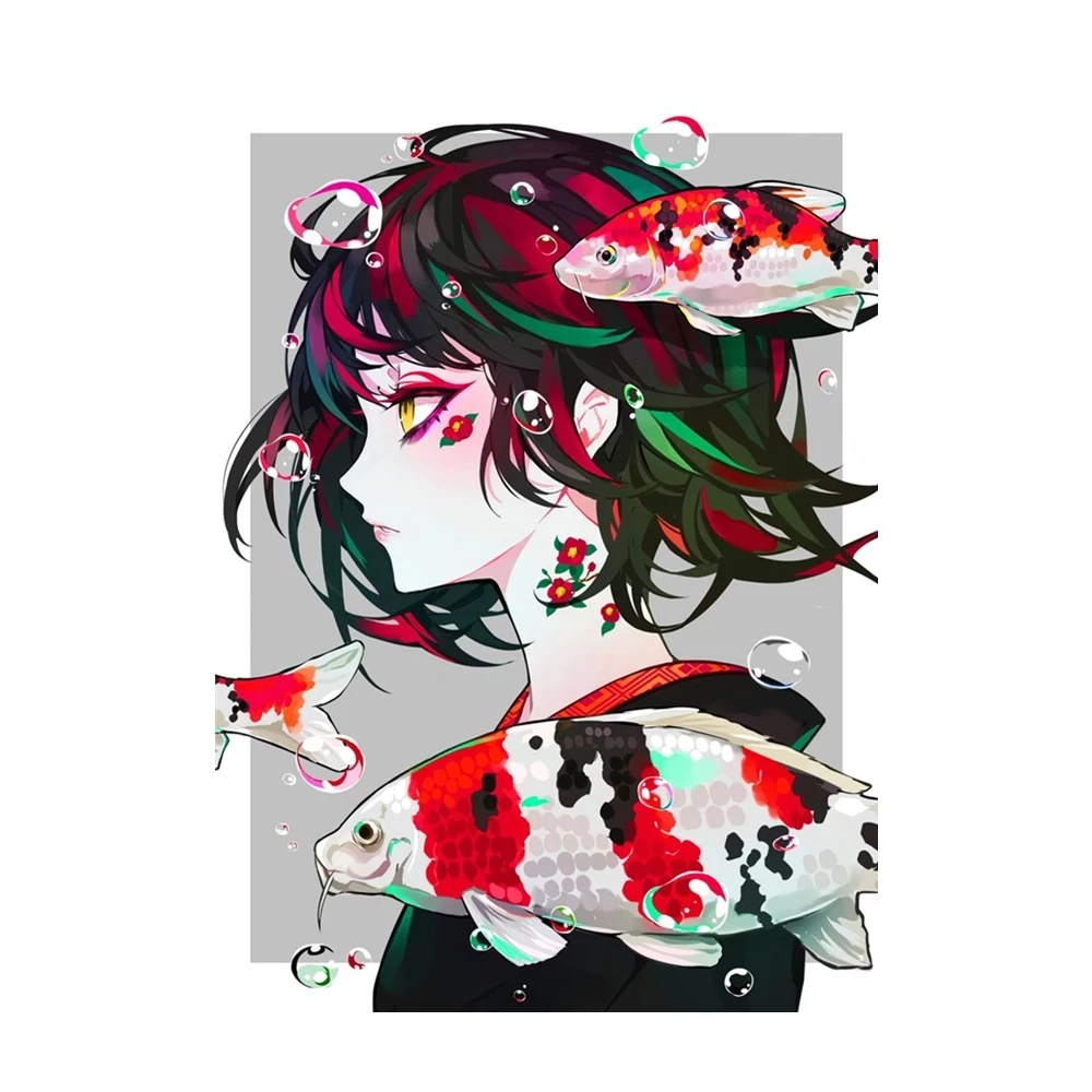 

HD Print Abstract Modular Girl Picture Goldfish Canvas Painting Anime Poster For Living Room Home Decor Wall Art No Framework
