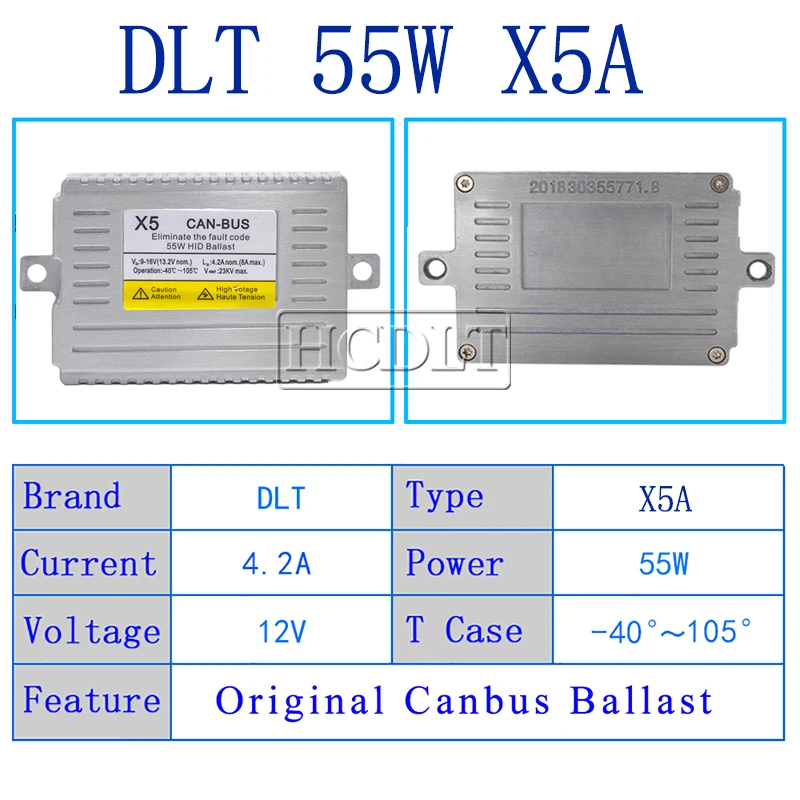 HCDLT 12V AC 55W Fast Bright DLT X5 Error Free Canbus Ballast HID Xenon Kit H1 H7 H11 9005 9006 Car Bulb 4300K 6000K 8000K - купить по