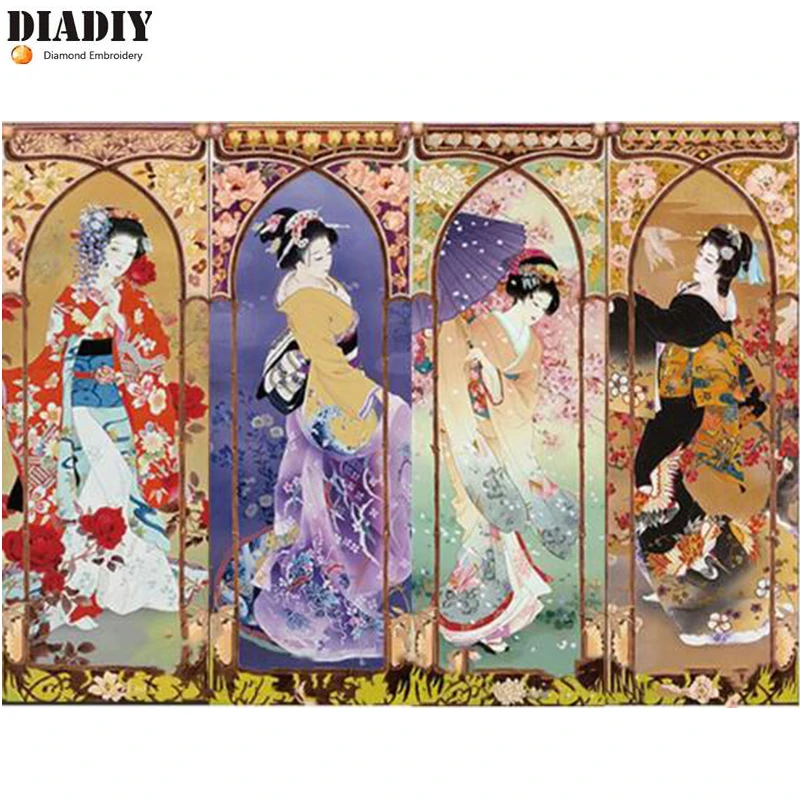 

Full Square &round Diamond 5D DIY Diamond Painting Japanese woman 3D Embroidery Cross Stitch Mosaic Home Decor