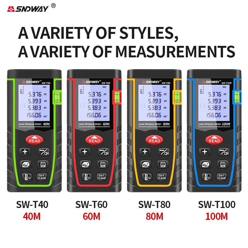 Лазер SNDWAY дальномер 40/60/80/100 м высокоточная лазерная рулетка цифровой телеметр