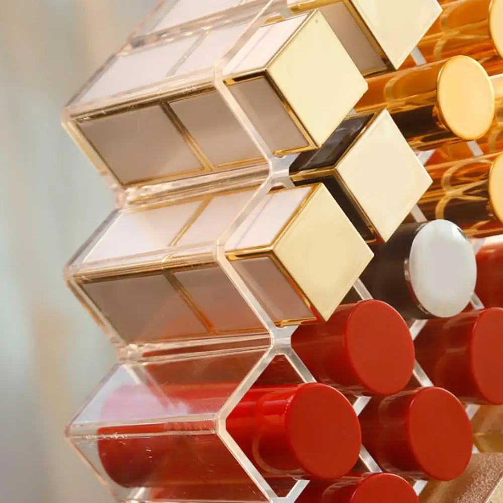 Desktop Lipstick Storage Box Acrylic Dressing Table Brush Transparent Finishing Rack | Красота и здоровье