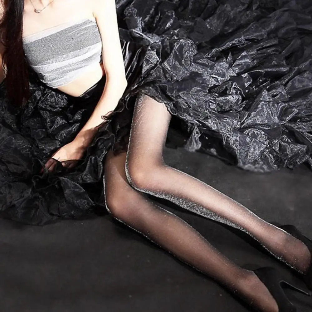 1 пара гламур блестящие черные чулки сверкающие туфли лодочки колготки