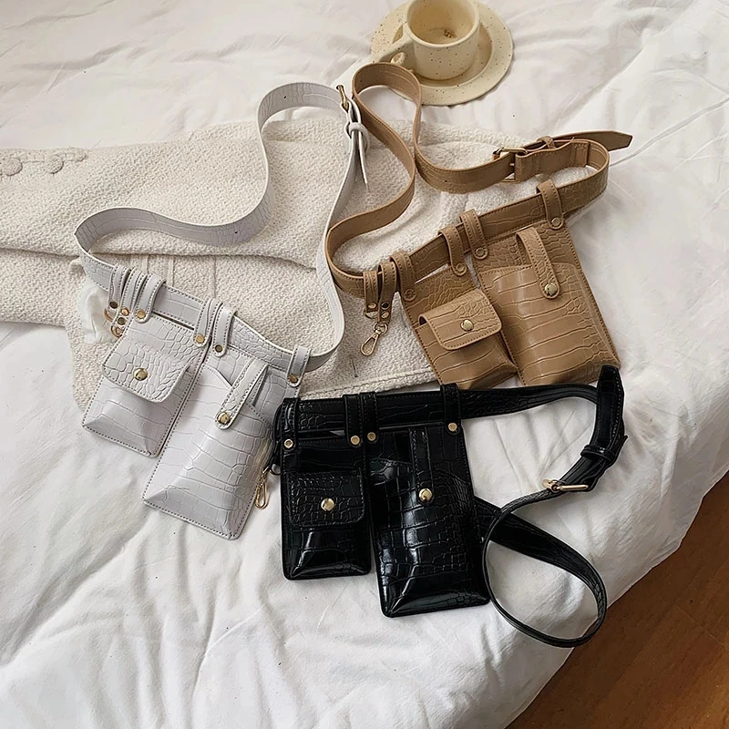 Женская поясная сумка Fanny Pack кожаная неправильной формы винтажная повседневная