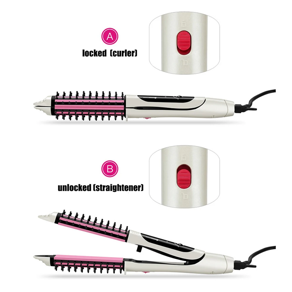 2 в 1 щетка для завивки волос Выпрямитель щипцы утюг профессиональный гребень