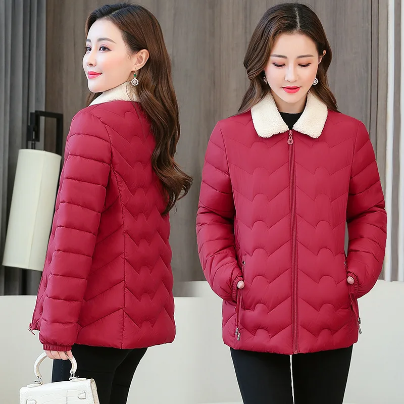 Winter Coat Clothes Women 2021 The New Short Velvet Thin and Light Lapel Cotton Jacket