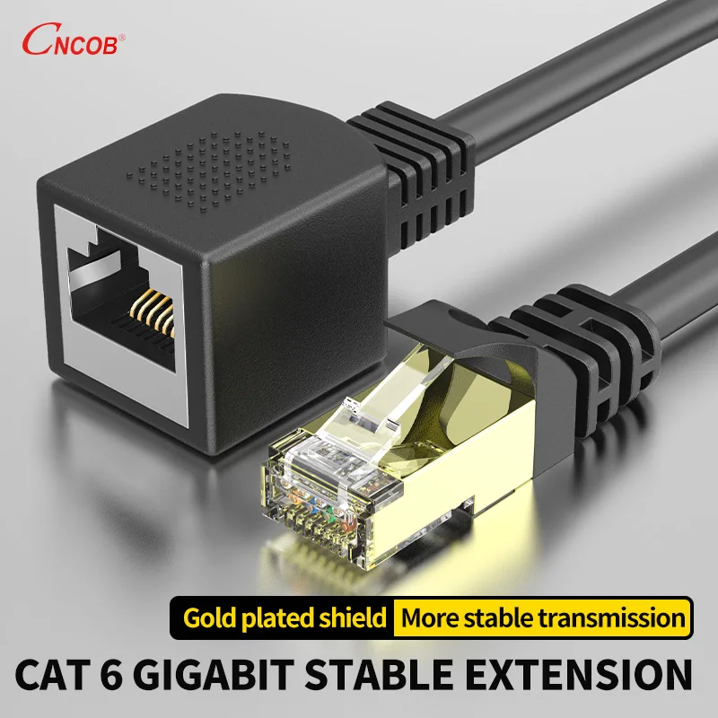 

CNCOB RJ45 Ethernet Extension Cable Adapter CAT6 Gigabit Network Patch Cords Shielded Compatible with CAT 6 5E 5