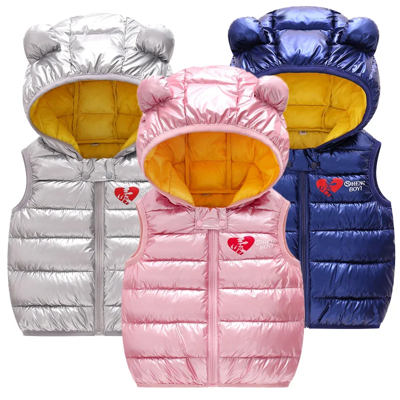 2019 Жилеты с капюшоном для девочек и мальчиков детский хлопковый теплый жилет