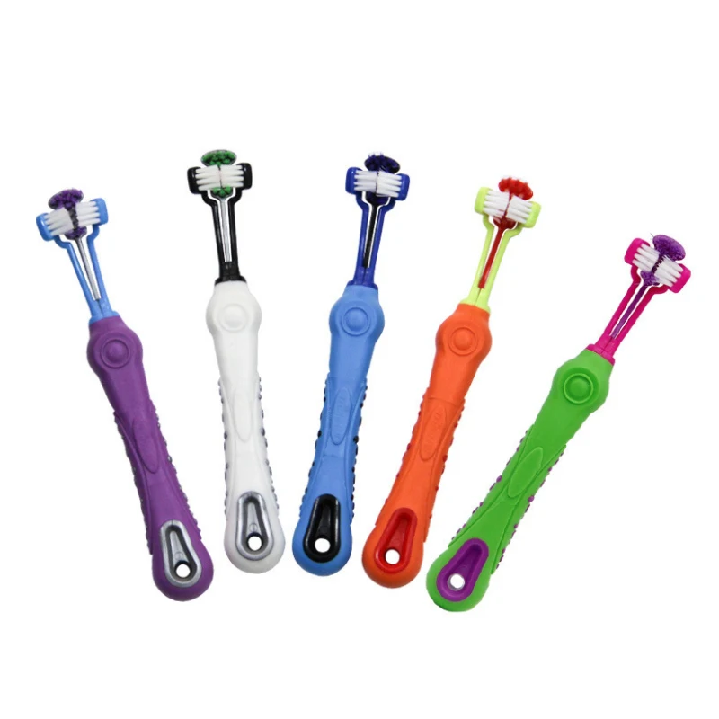 Трехголовая зубная щетка для собак многоугольная чистки рта средняя и большая