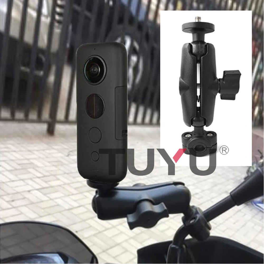 TUYU Motorcycle Bike Camera Holder Handlebar Mirror Mount Bracket 1/4 Metal Stand For insta 360 one X R GoPro MAX Hero Accessory |
