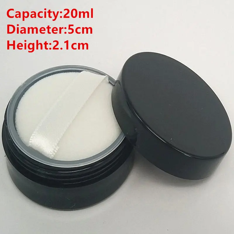 50pcs/Lot 20ml Empty Cosmetic Jar Transparent Black Powder Box (Can Be Equipped With Grid And Puff) With 8 To 10 Grams Of Powder