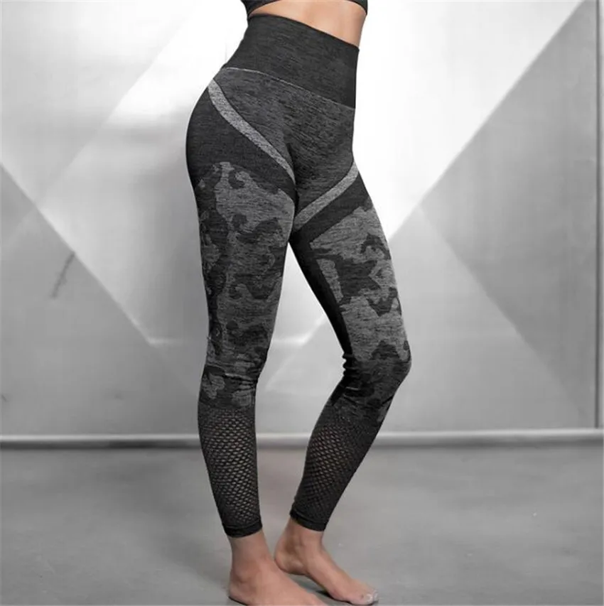 Новое оригинальное качество Спорт Фитнес Бесшовные Йога комплект камуфляж