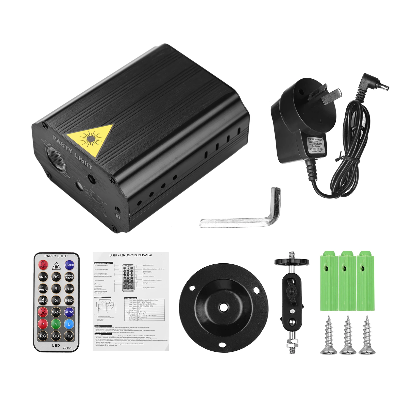 

LED Porjector Light Projection Lamp Stage Light 8W 48 Different Patterns Music Activated with Remote Control Mount Stand
