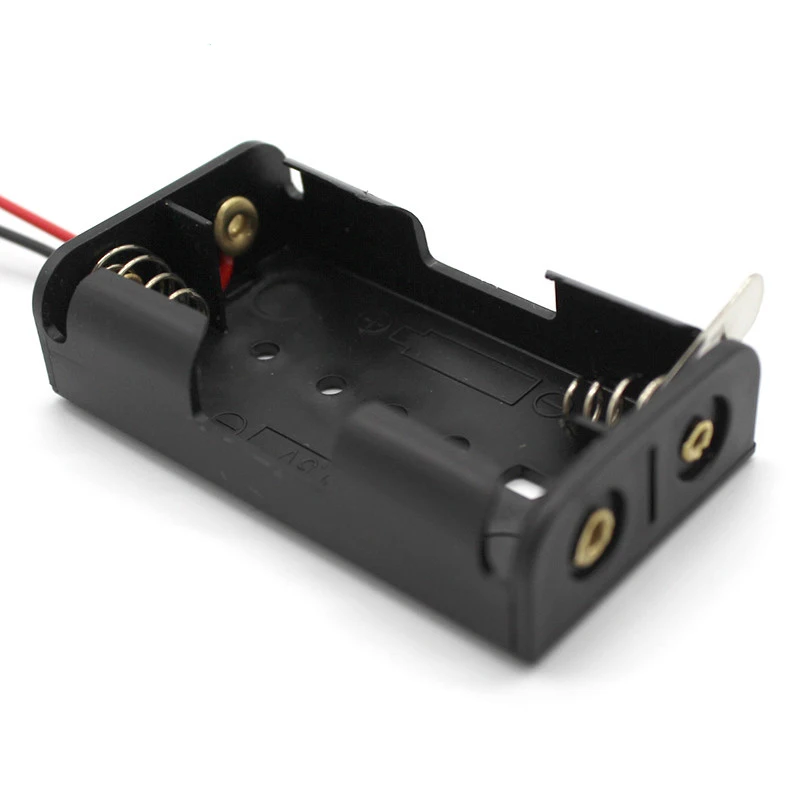 

Plastic Wired 2 X 1.5V AA Batteries Holder Storage Box Battery Black Case with Metal Plate Robot Experiment