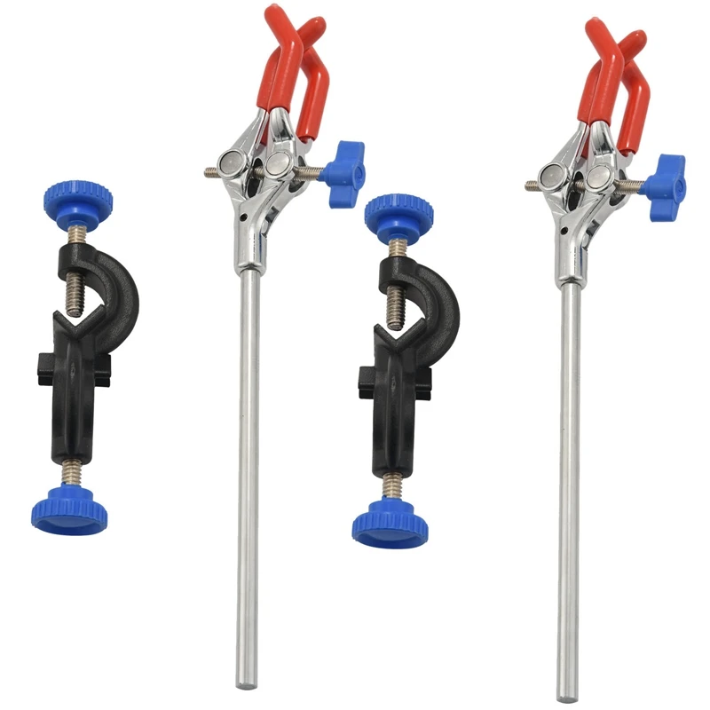 

2X Lab Clamp 3 Prong Finger Style Rubber-Coated Head A Black Laboratory Stand Clip