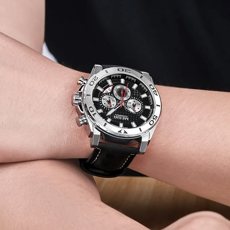 Часы MEGIR Мужские кварцевые в японском стиле оригинальные армейские спортивные