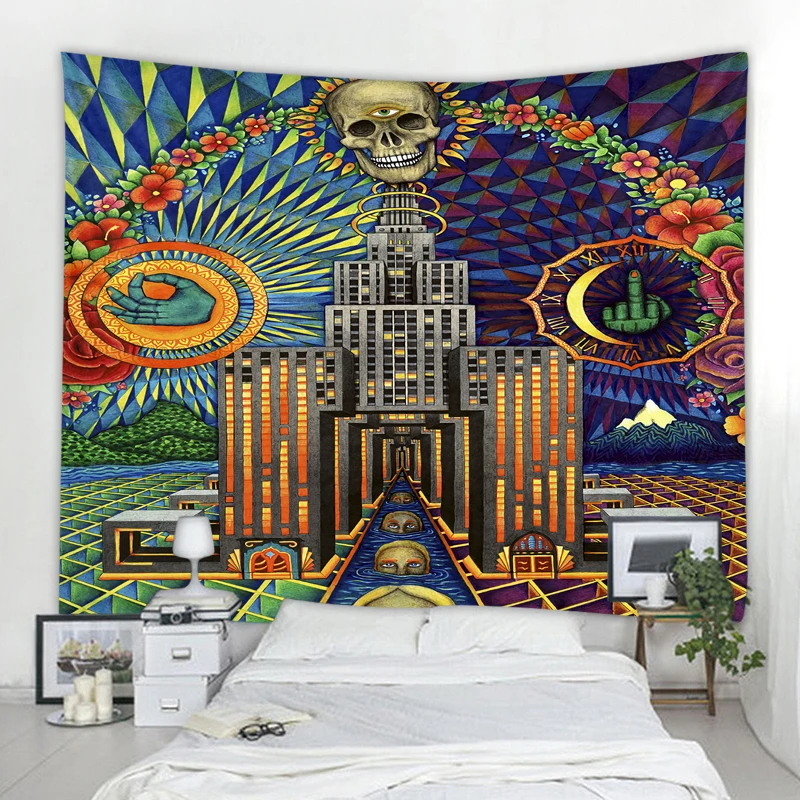 

Psychedelic character Tapestry Home Decoration Tapestries Bedroom Dormitory Bedside Decoration Abstract Background Cloth
