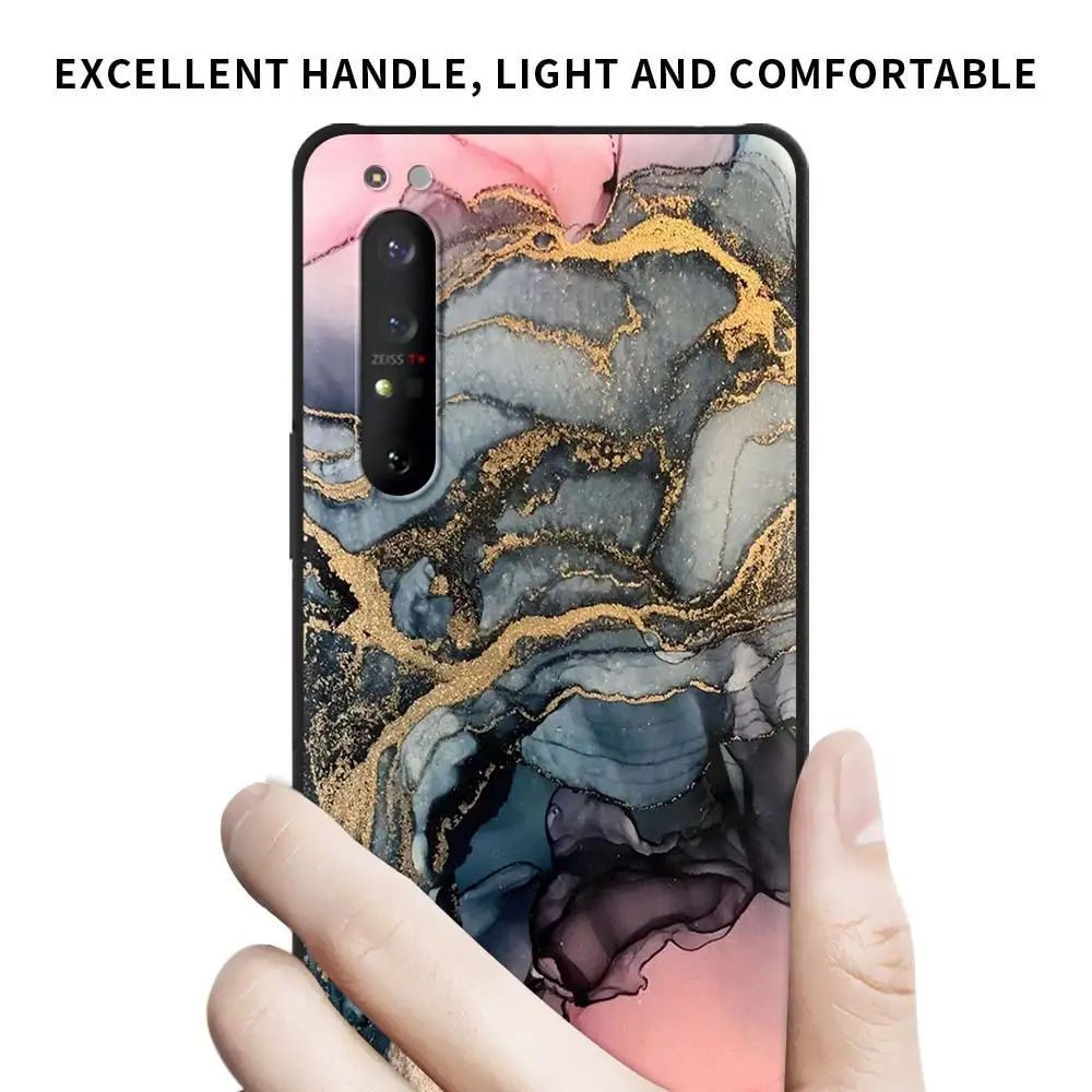 Colorfull Marble Silicone Phone Case for Sony Xperia 1 II 5 Fundas 10 II L4 Soft TPU Coque Back Cover Stylish Casing Shell Bag