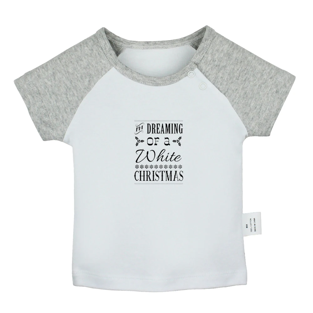 

Я мечтаю о белом рождественском дизайне, футболки для новорожденных, для малышей, Графический Реглан, цветные футболки с коротким рукавом, т...