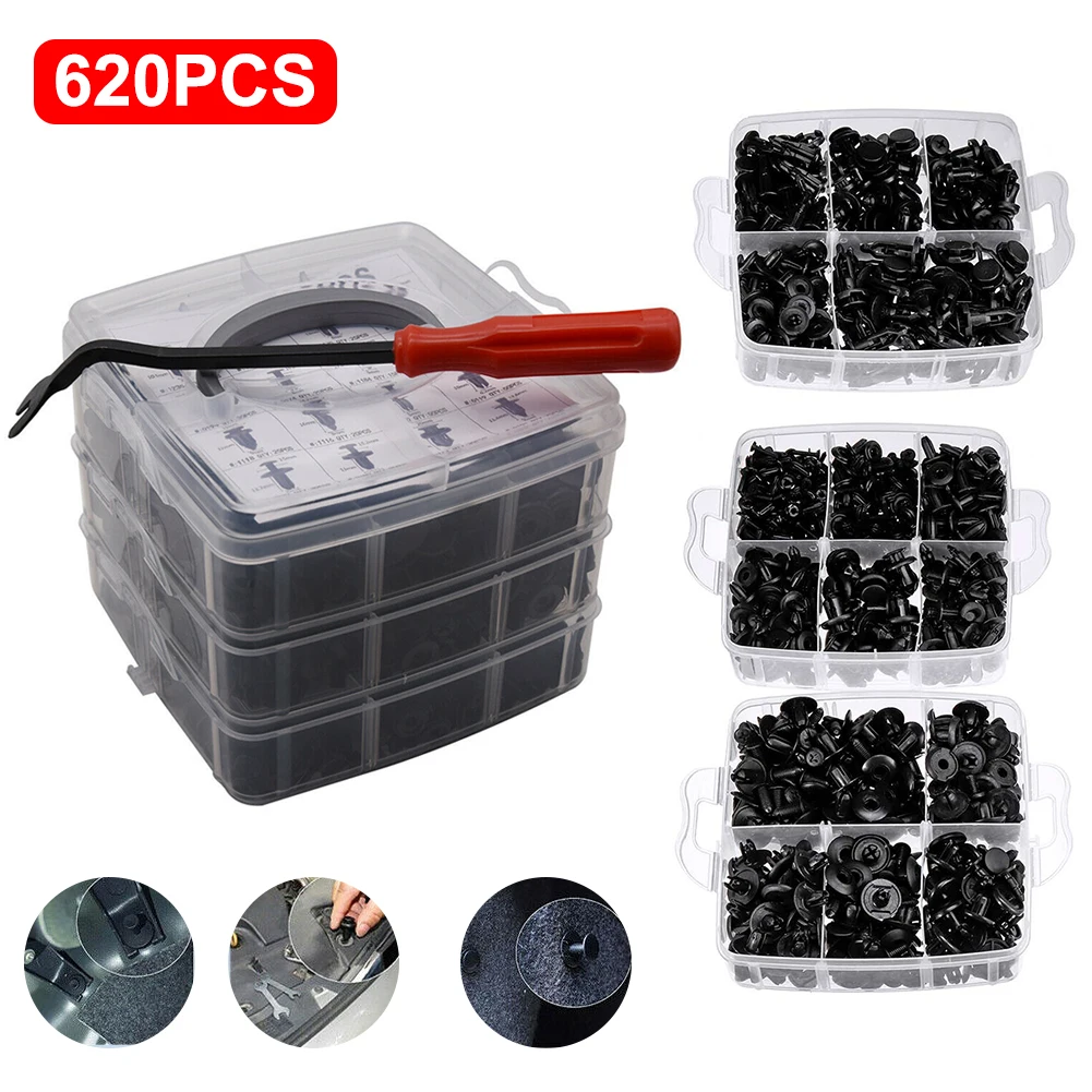 

Hot sale 620Pcs/Set Auto Car Trim Retainer Plastic Push Pin Bumper Fasteners Clips Retainer Fastener Motorcycle Accessories