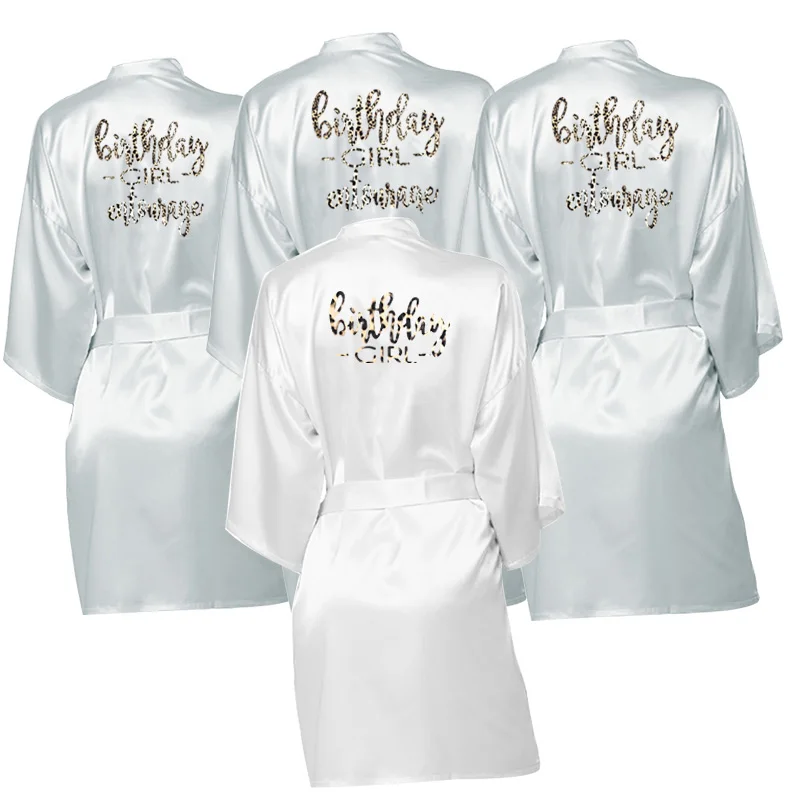 Халат-кимоно Женский атласный с леопардовым принтом пижама для дня рождения |