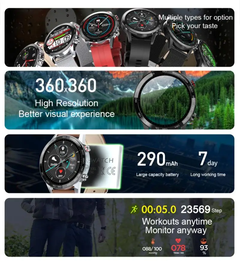 Новые умные часы L16 Amazfit с Bluetooth уведомления GPS информация пульсометр для