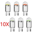 10 шт. Новинка W5W 194 T10 автомобильный светильник стеклянный корпус Cob светодиодный ОД белый зеленый синий клиновидный номерной знак лампа купольный светильник лампа стиль 12V  16V