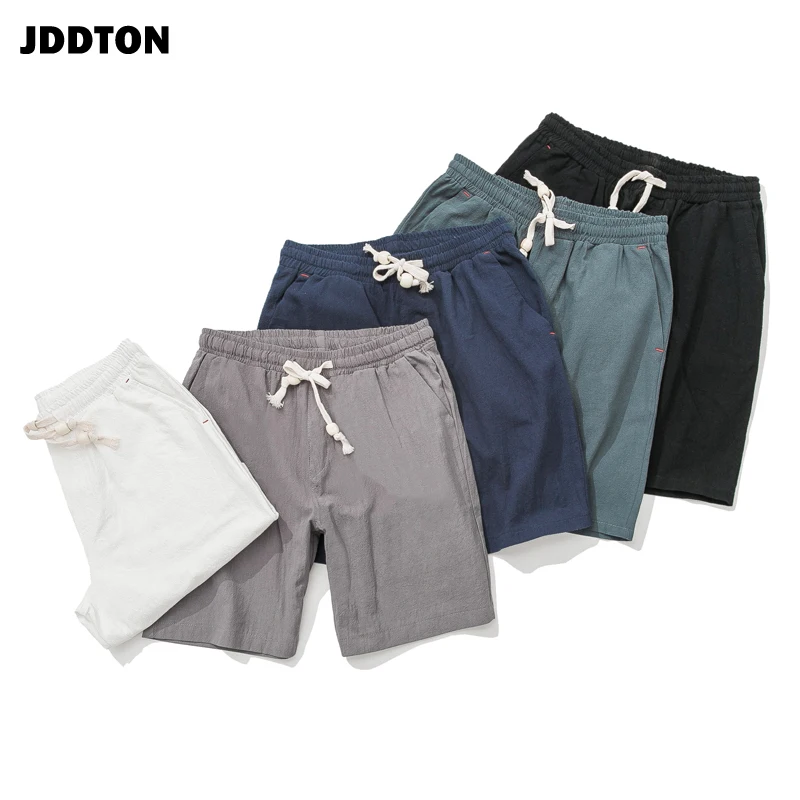 JDDTON летние мужские хлопковые льняные однотонные повседневные шорты свободные