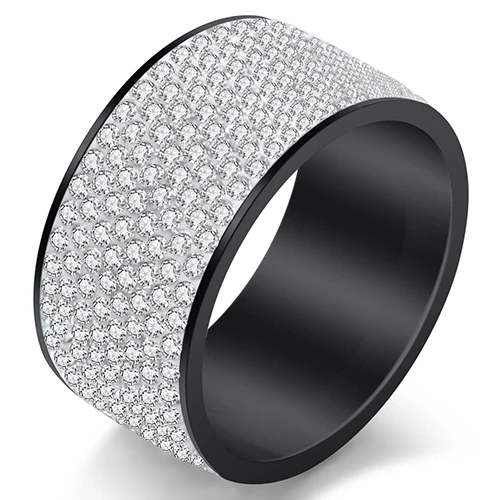 Black White 316L кольца из нержавеющей стали с кристаллами для подарка на день рождения модные ювелирные изделия женские аксессуары кольцо Прямая поставка - Цвет основного камня: Black White