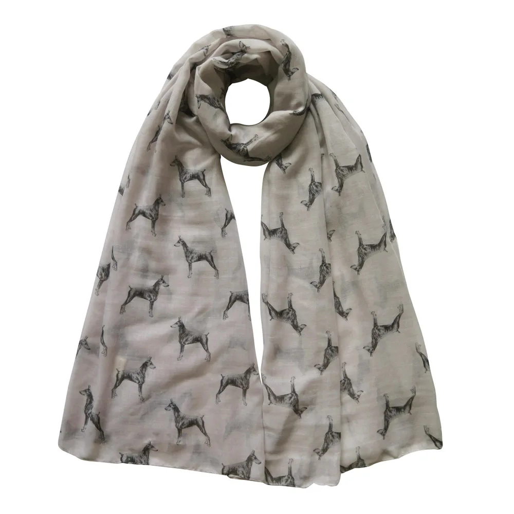 Собака породы Доберман-пинчер принт женский шарф шаль обертка мягкий легкий