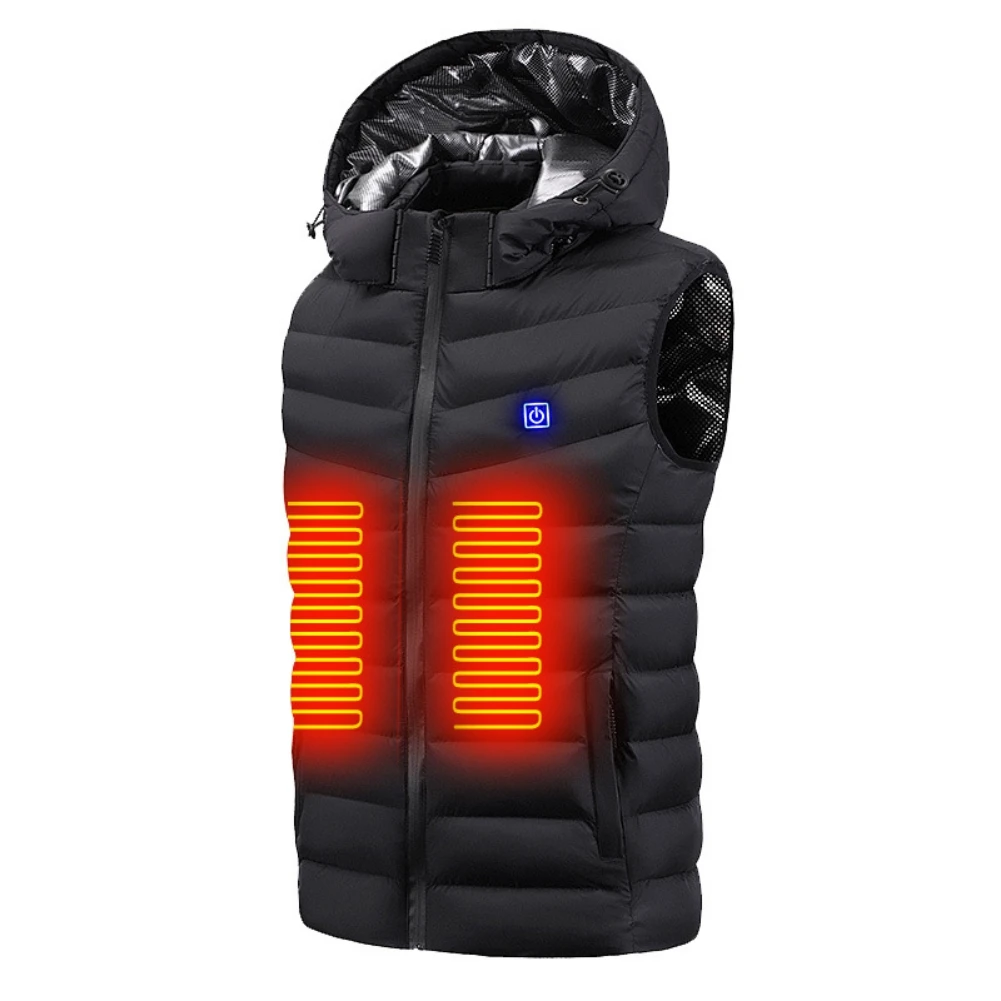 

Electric Heated Vest Jackets Camping Hiking Hunting Thermal Warmer Jacket Winter Outdoor Skiing USB Electric Heating Hooded Coat