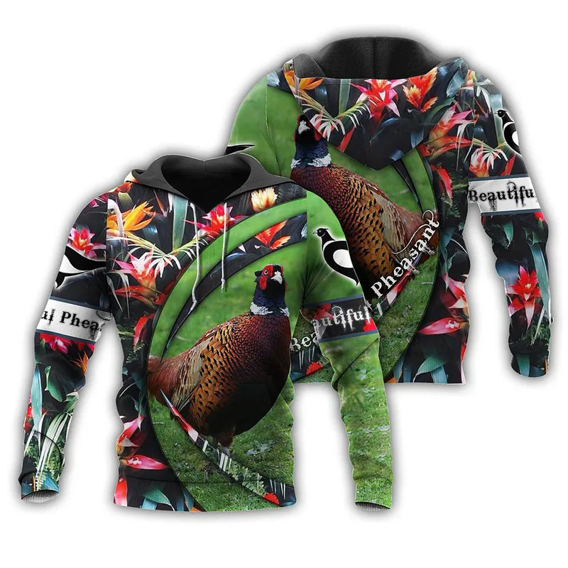 

Liumaohua New beautiful pheasant hoodie fun 3D printed sweatshirt hoodie zipper hoodie unisex fashion casual street sportswear