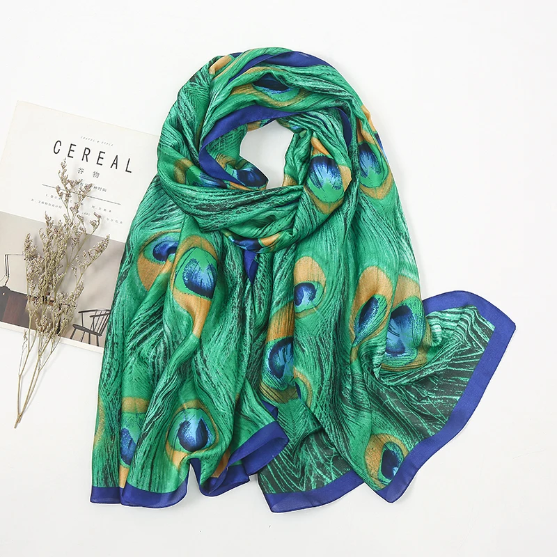 

Luxury Ethnic Hijab Scarf Women Cotton Shawl Long Printed Green Peacock Animal Pattern Muslim Hijab Shawl Wraps Foulard Bandana