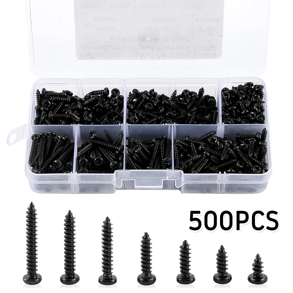 

500 1060 шт M3/M4/M3.5/M4.8 микс Pa Phillips головка микро шурупы круглая головка саморезы электронные маленькие деревянные шурупы комплект