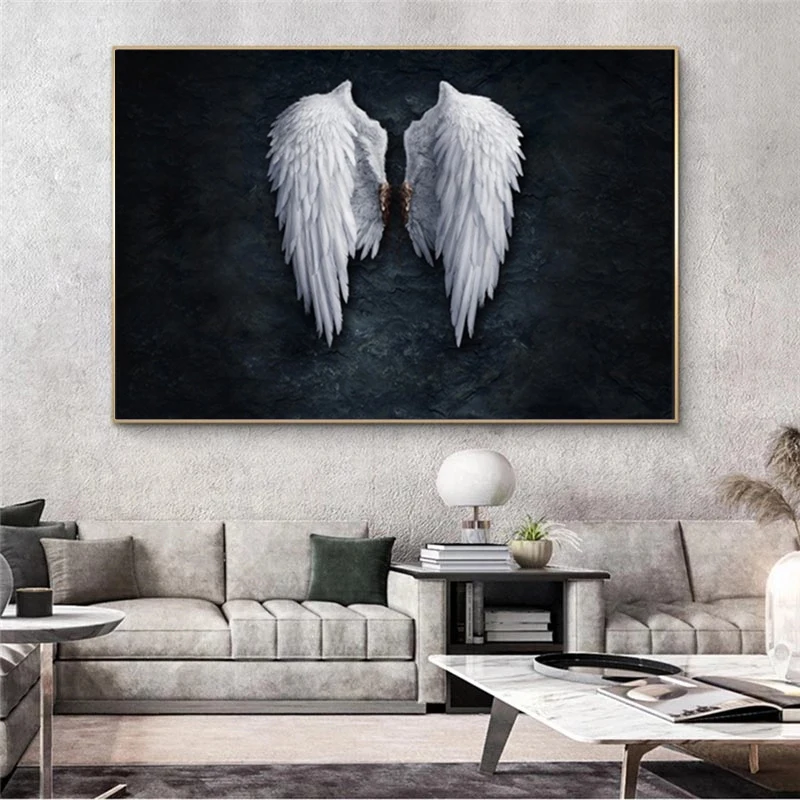 

Black Background Abstract Angel Wings Canvas Art Posters And Prints Modern Wings Canvas Paintings Art For Living Room Decor