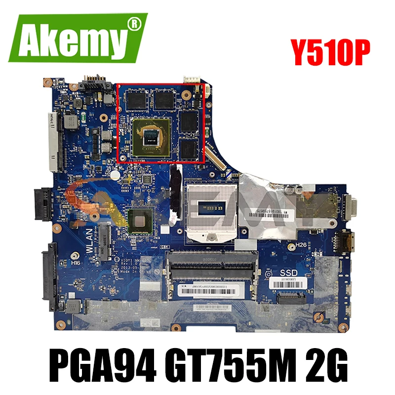 

Akemy VIQY1 NM-A032 для Lenovo Y510P Материнская плата ноутбука 11S 90003641 90002926 PGA94 GT755M 2G DDR3 100% бесплатная доставка