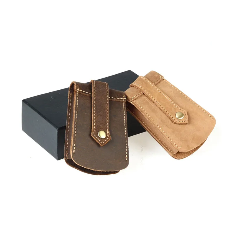 20PCS / LOT Retro Genuine Leather Key Wallet Car Key Holder Bag Pack Button Belt Key Ring Housekeeper Bag
