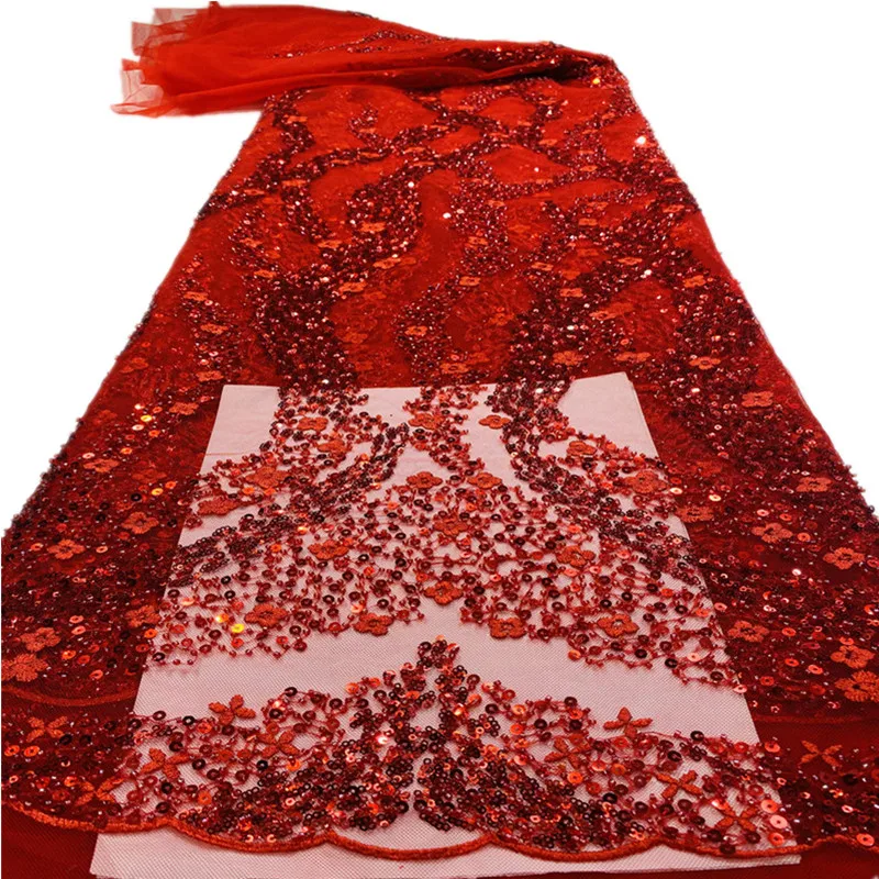 

Newest African Lace Fabric With Sequins Mesh Lace Fabric 2021 High Quality French Tulle Lace For Nigerian Party Garment DX12501