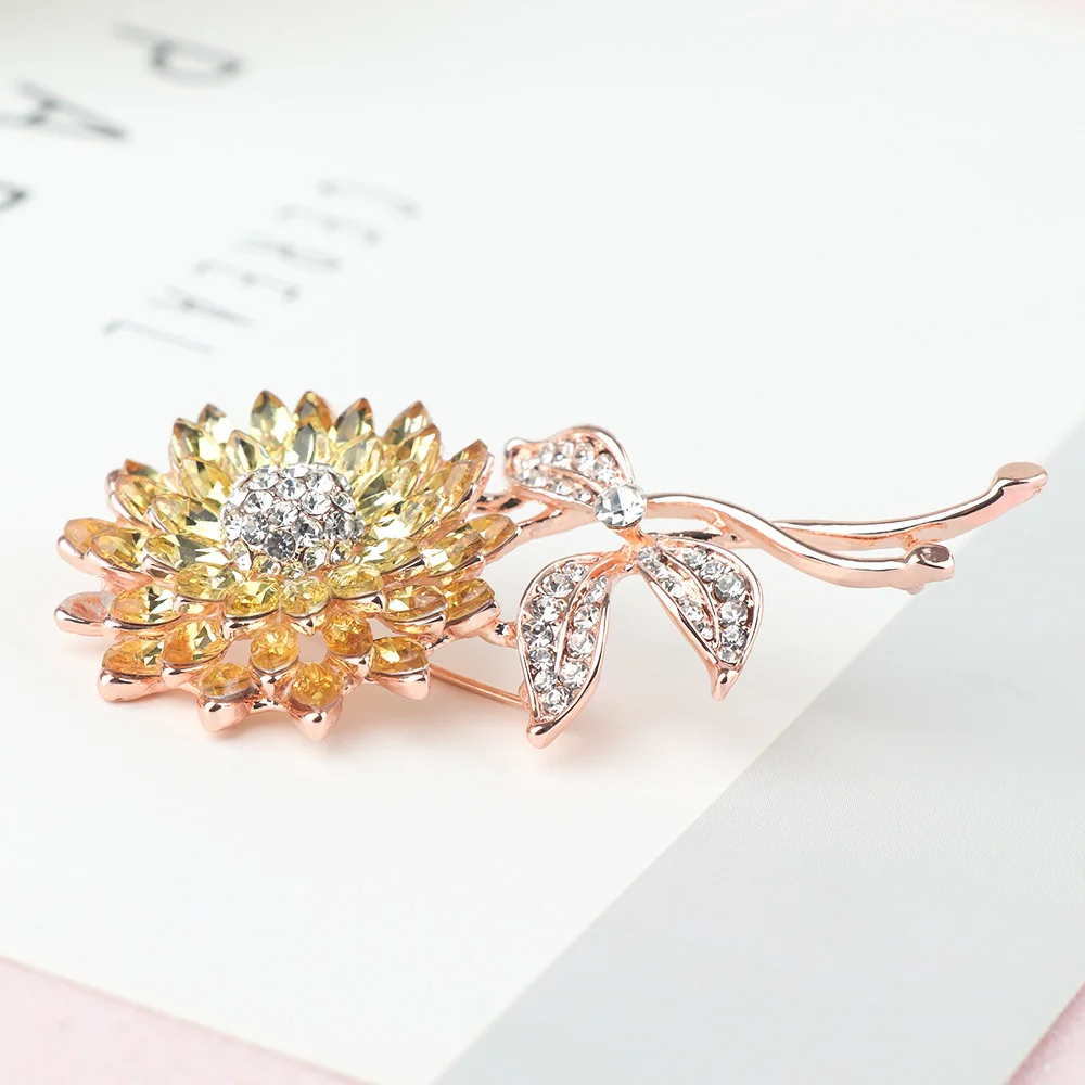 Нежные Броши с подсолнухом эмаль растение корсаж для женщин девушки платье