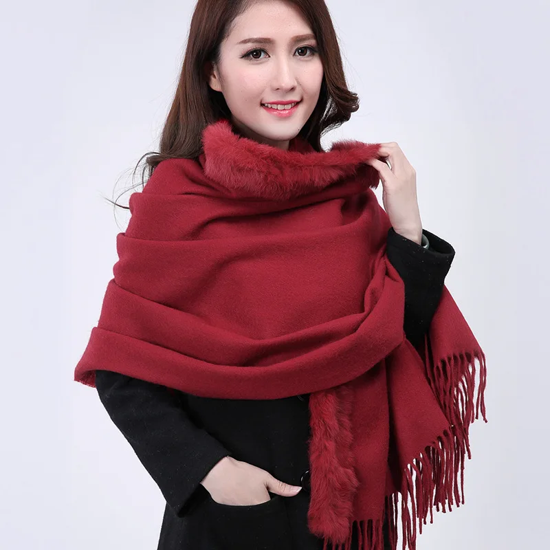 Женская зимняя кашемировая накидка цвета слоновой кости 100% шерсть 176x68 см| |