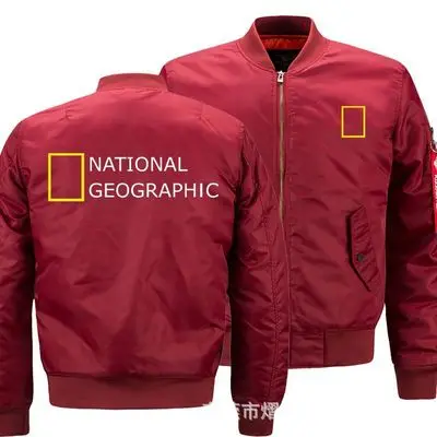 

New Autumn Winter Flying National Geographic Channel Logo Men and Women Jacket Coat Warm Windproof Casual Zip Baseball Jacket