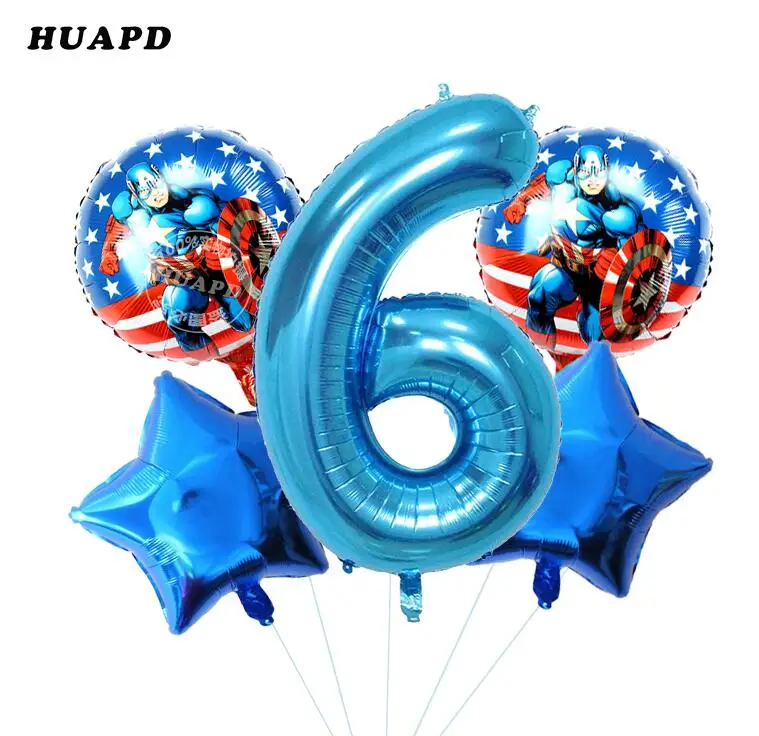 5 шт./лот воздушные шары из фольги супергероя 40 дюймов надувной шар с синим