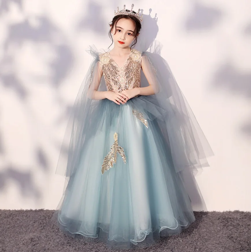 Sequins Girls Dresses Kids Birthday Party Gowns Pageant Dresses Kids Clothes for wedding evening dress Bling Ball Gowns