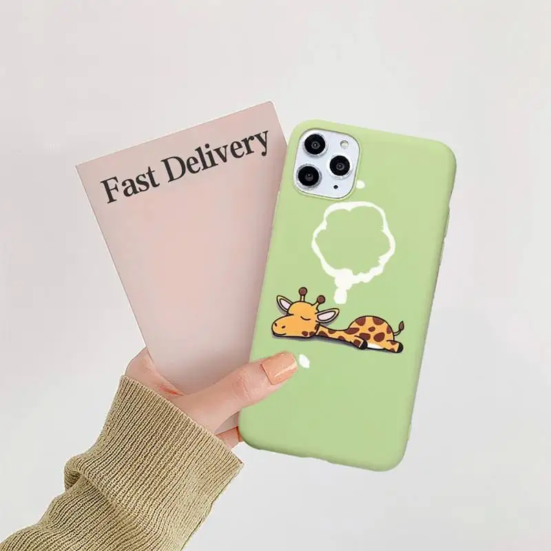 

animal Cute Cartoon Giraffe Phone Case Candy Color for iPhone 6 7 8 11 12 s mini pro X XS XR MAX Plus