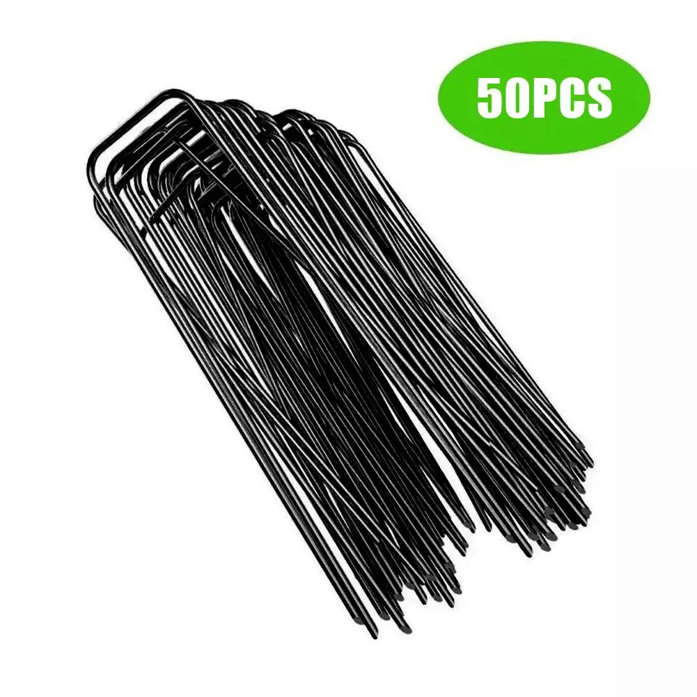 

50Pcs/lot Galvanized Steel Garden Pile U-Shaped Floor Nail Fixing Turf Tool for Fixing Weed Fabric Landscape Anti-bird Mesh Net