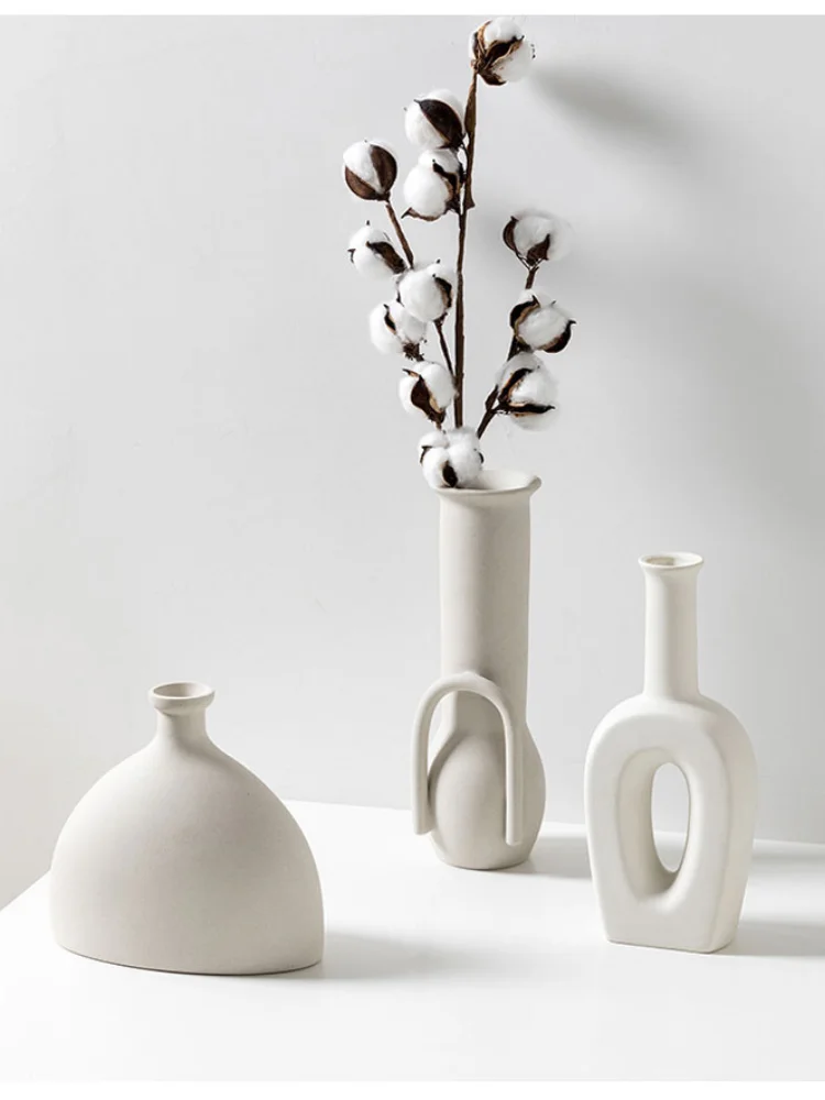 

Керамическая ваза для цветов, белый вегетарианский цветочный горшок, художественные скандинавские вазы для цветов, украшения для дома, под...