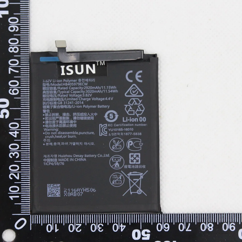 

ISUNOO 3020mAh HB405979ECW Battery For Huawei Nova CAZ-AL10 CAZ-TL00 Enjoy 6S Honor 6c Y6 PRO 2017 Y5 2017 p9 lite mini +tools